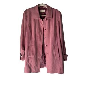 Merona Y2k Pink Wool Blend Button Front Coat Jacket Women's Preppy Blair Waldorf